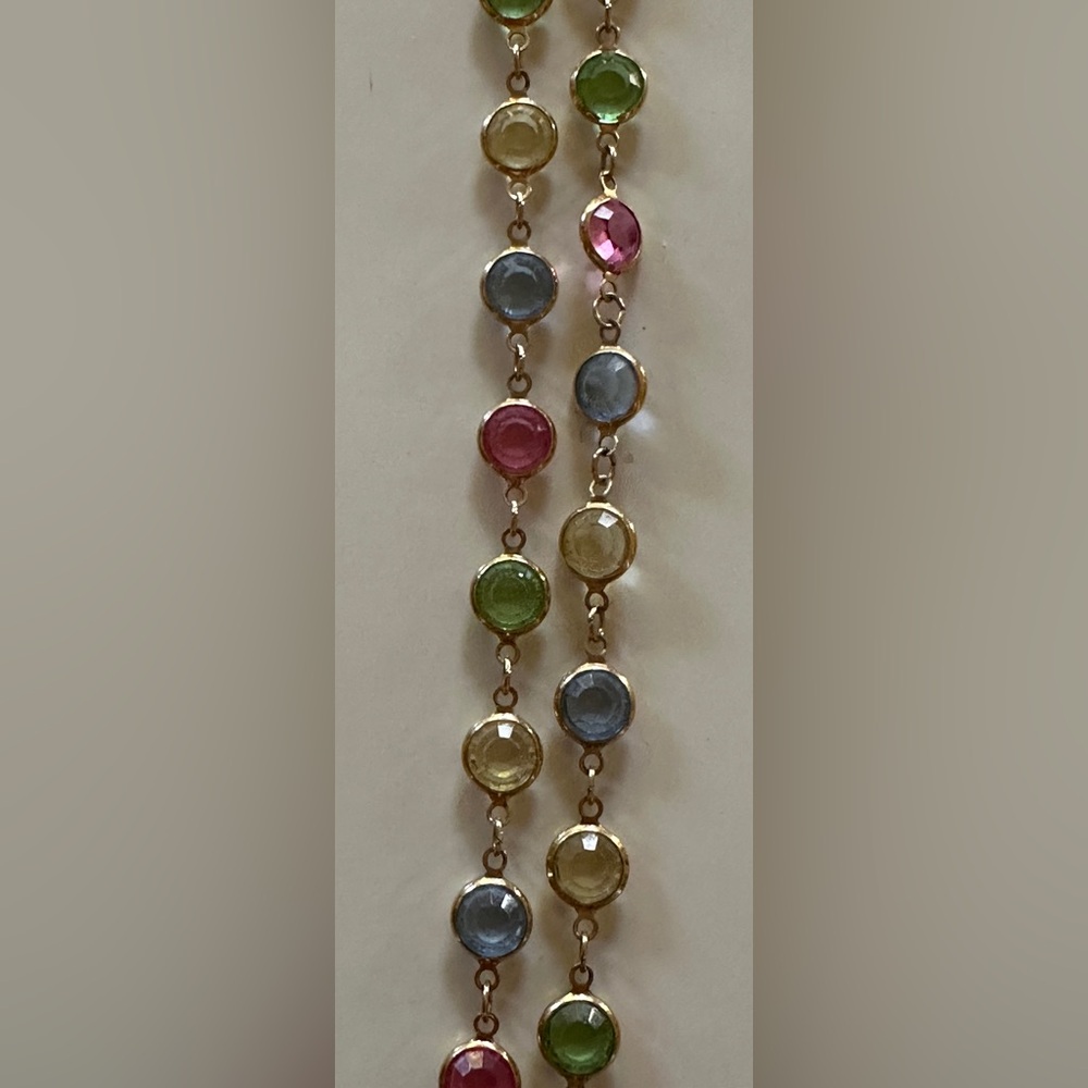 Rare Swarovski Gold Tone Multicolor Crystal  Necklace